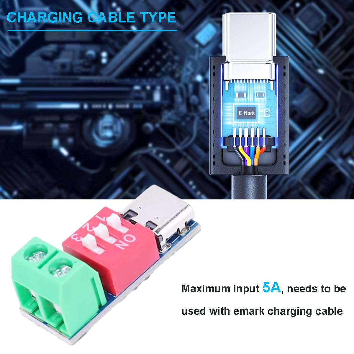 5 szt. Moduł wyzwalacza PD USB-C do szybkiego ładowania Decoy moduł wyzwalacza 5 V 9 V 12 V 15 V 20 V stałe napięcie stałe wyjście z przełącznikiem wybierania regulowane napięcie z zestawy