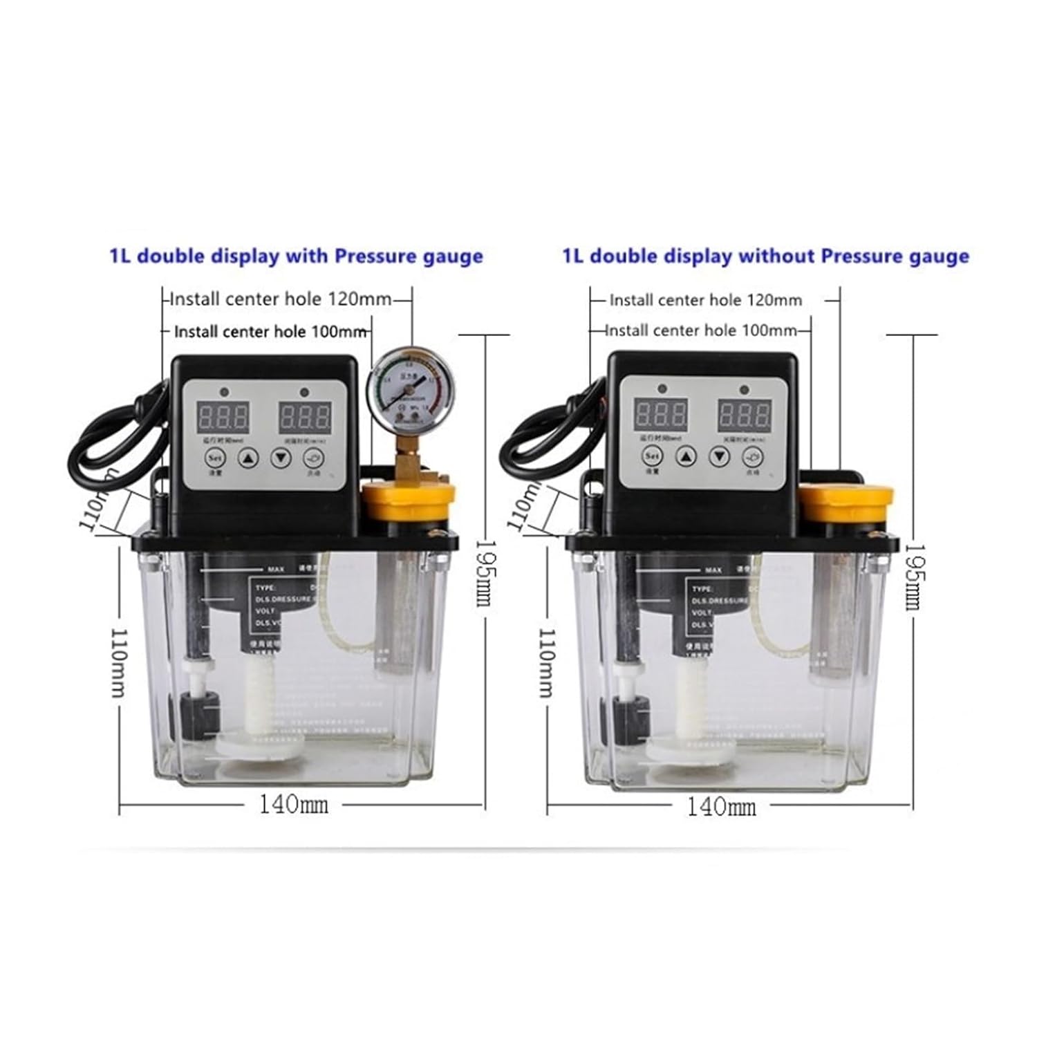 electromagnetic lubricating Pump Fully Automatic Lubrication Oil Pump 0.5L 1L 2L with Pressure Gauge CNC Electromagnetic Lubricating 220V(1L,CN_NO Pressure Gauge)