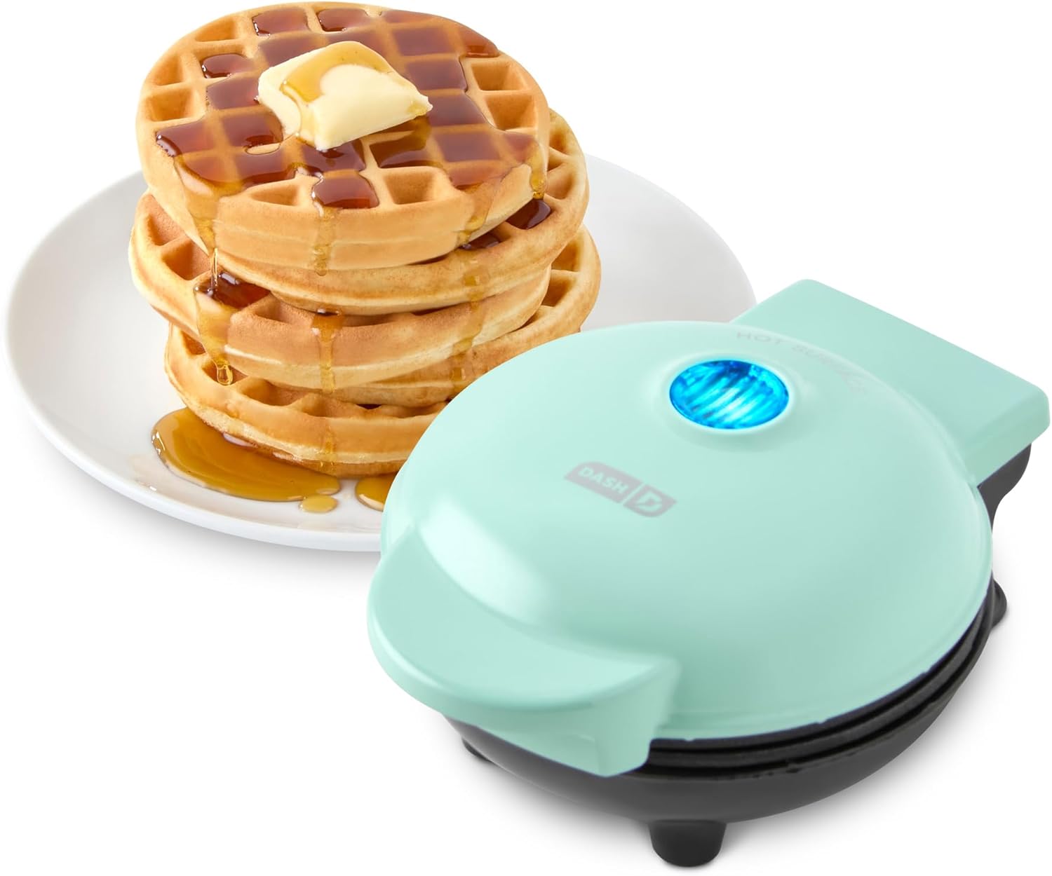 Dash Mini Waffle Maker - תבנית וופל 4 אינץ', מגהץ וופל נון-סטיק עם חימום מהיר, משטח פתה נון-סטיק - יצרן וופל מיני מושלם לילדים ולמשפחות, פשוט הוסף בלילה (אקווה)