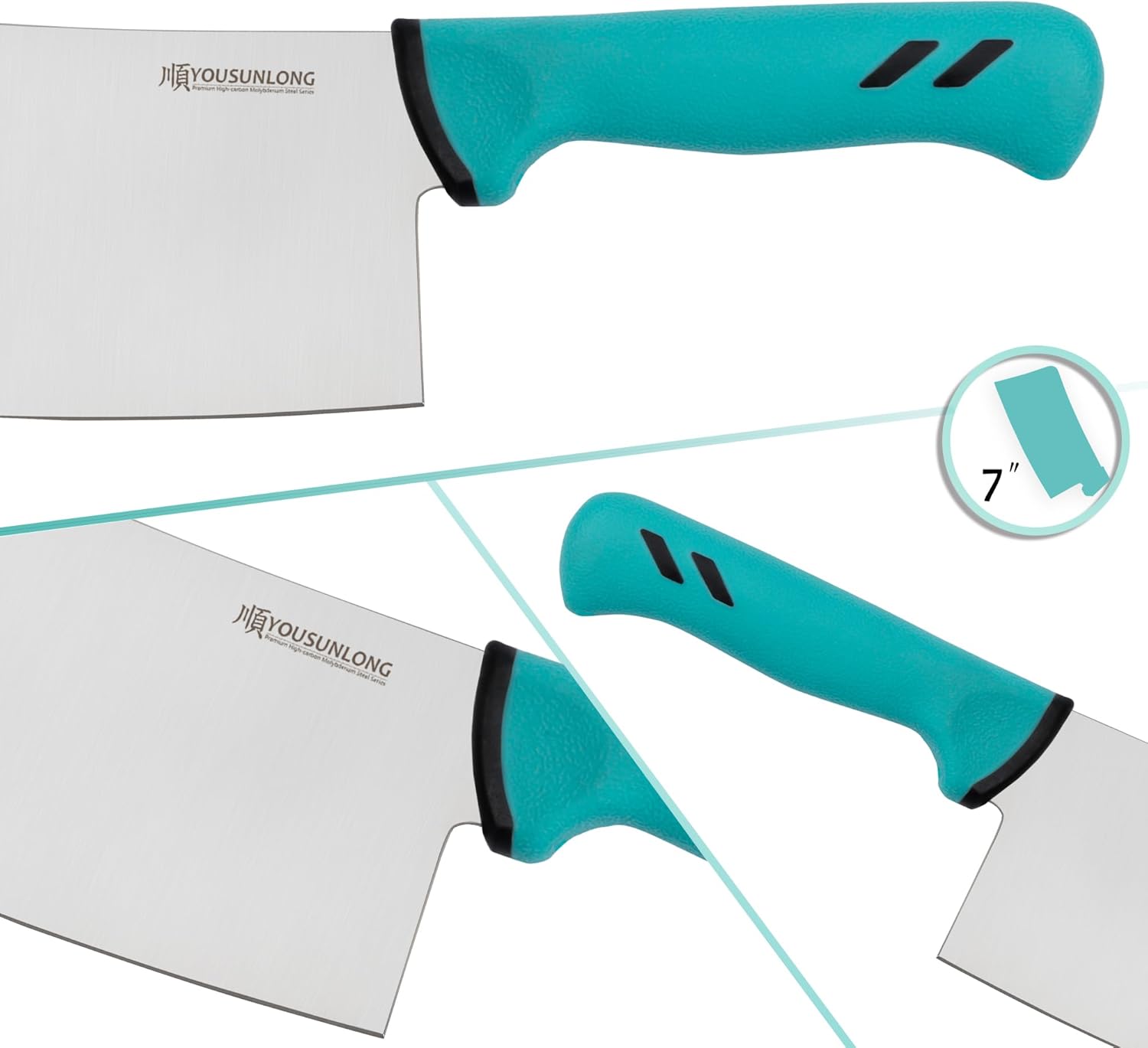 YOUSUNLONG Bone Cleaver - 7 Inch Meat Cleaver Butcher Knife - Razor Sharp - Premium High Carbon Molybdenum Steel - Ergonomic & Non-slip Handle
