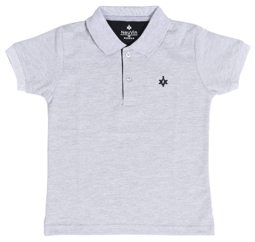Image of Boys Cotton Matty Polo T-Shirt Combo - Pack of 2, Soft Textured Fabric, Half Sleeves, Casual Wear