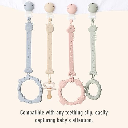 Miniatura 5 de Mordedores de silicona para bebés de 0 a 6 a 12 meses, juguetes de dentición para bebés, juguetes para masticar para necesidades de succión, anillos