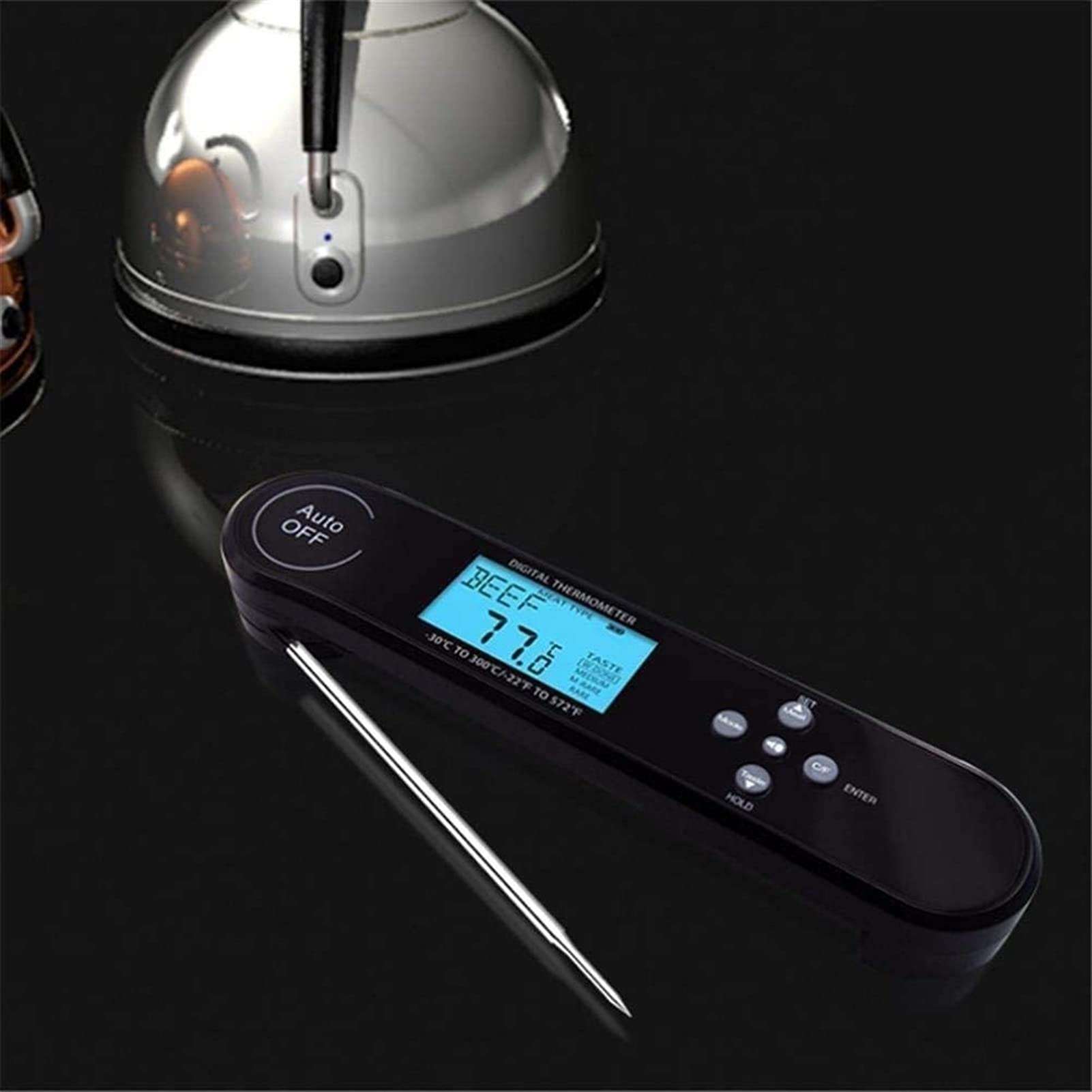 Termómetro digital for carne de lectura instantánea - Termómetro impermeable for cocinar alimentos con pantalla LCD retroiluminada - La mejor sonda de termómetro de carne eléctrica súper rápida for as