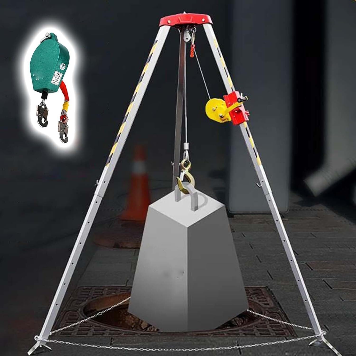 BYFSRUS Emergency Rescue Tripod Kit, 1200 Lbs Aluminum Tripod with Anti-Fall System for Confined Spaces, Underground Wells and Tunnels Safety Equipment esenc