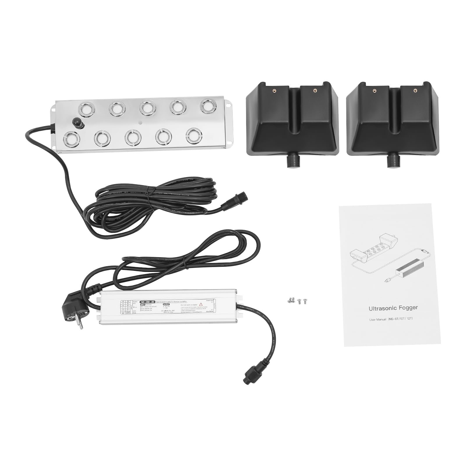Profi 10-Kopf Ultraschall Nebelgerät 350W Industrietauglicher Nebelgenerator mit Wasserschutz, 7L/h Nebelvolumen für Gärten/Teiche/Events, Hotels und Gewächshäuser (Stil 1)