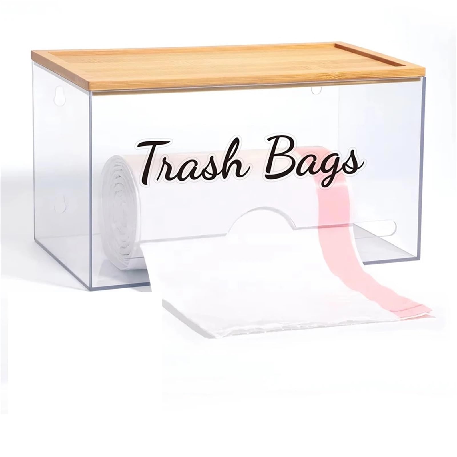 Dispensador de Bolsas Basura montado en la Pared con Tapa, contenedor, Portarrollos Papel higiénico, Caja Almacenamiento Cocina Escritorio para Cocina y Baño