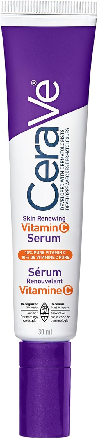 CeraVe Vitamin C Serum with Hyaluronic Acid, Ceramides & Vitamin B5, Skin Renewing 10% Pure Vitamin C Serum for Face, Reduces the Look of Dark Spots, Fragrance Free, Developed with Dermatologists, 30mL CeraVe Vitamin C Serum with Hyaluronic Acid, Ceramides & Vitamin B5, Skin Renewing 10% Pure Vitamin C Serum for Face, Reduces the Look of Dark Spots, Fragrance Free, Developed with Dermatologists, 30mL