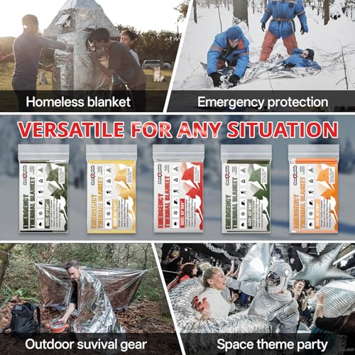 Image of SecuCaptain Survival Emergency Thermal Blankets: 75 Pack Extra Large 84 inch x63 inch Space Mylar Blanket Kit for Outdoor Cold Winter Camping Hiking Car Bug Out Bag or First Aid