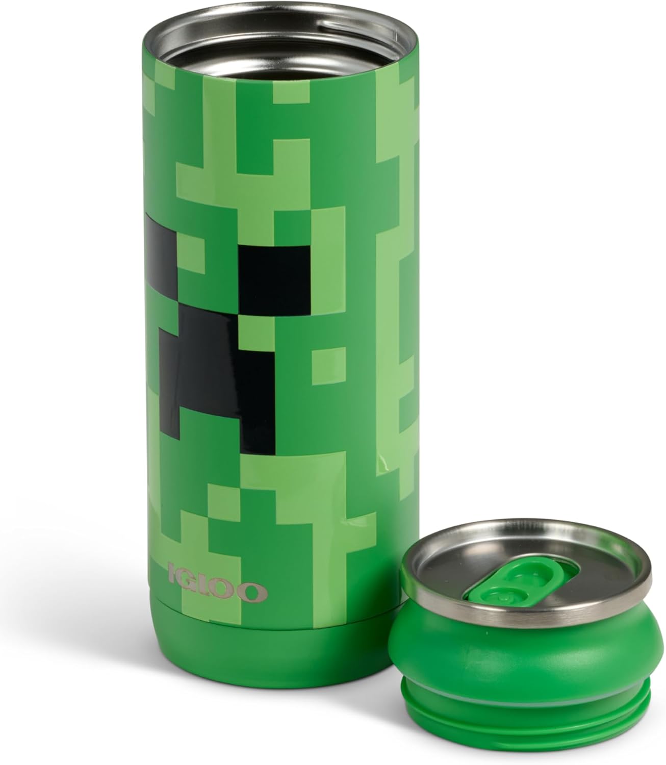 Igloo MineCraft Creeper 16 oz Stainless Steel Hydration Can, Insulated Water Bottle, Reusable Travel Mug