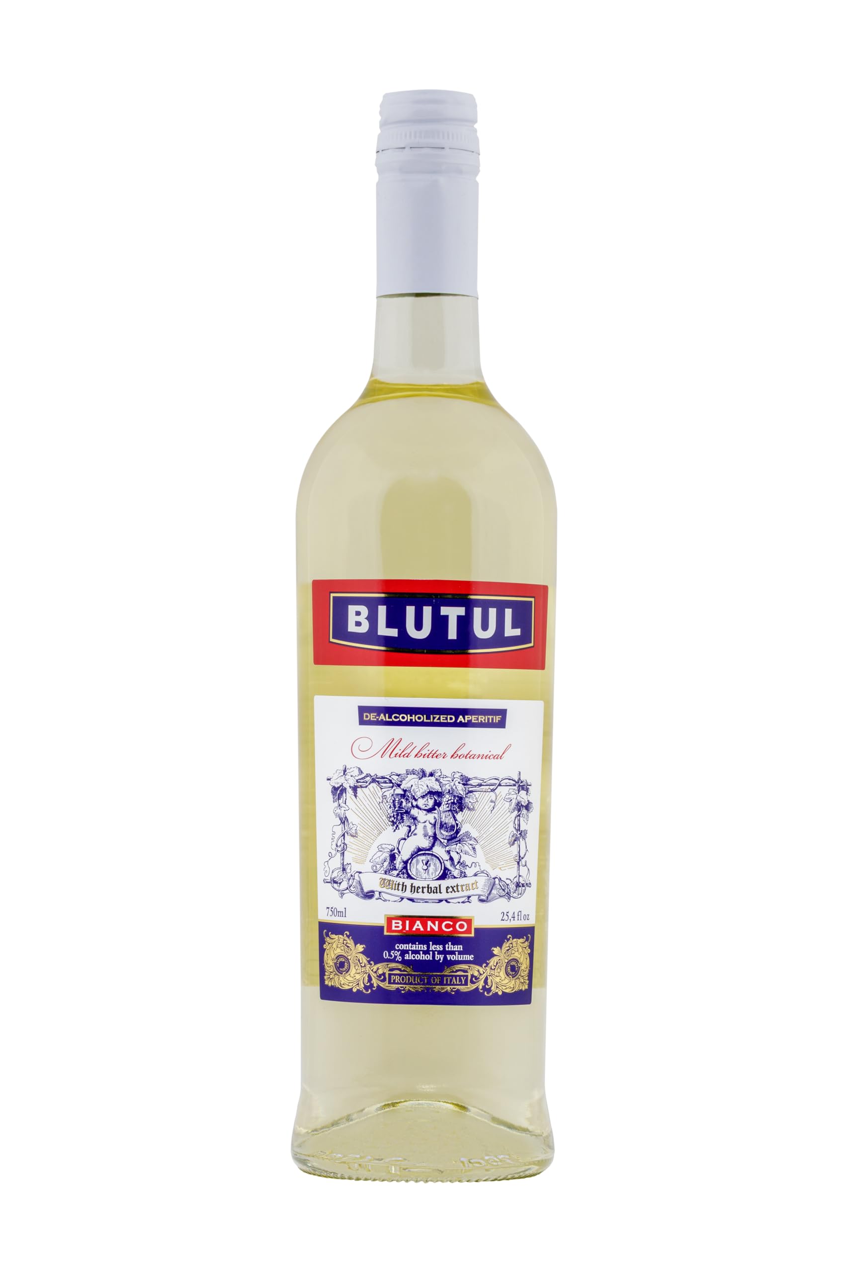 BLUTUL BIANCO ALKOHOLFREIER ITALIENISCHER WERMUT/Preisgekrönter Kräuter Aperitif 6er Pack (6 x 0,75L)/Abgefüllt in Italien/Perfekt als Mixer für Cocktails