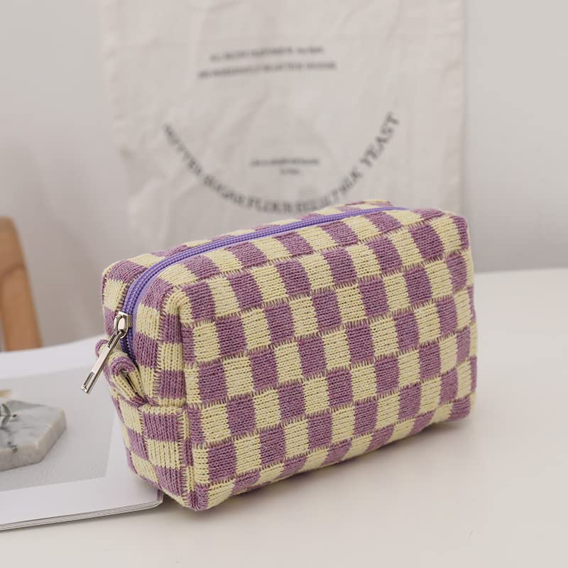 Image of Pencil Case Pencil Pouch Cute Pen Holder Aesthetic Pen Bag Coin Pouch Cosmetic Bag Office Stationery Organizer for School College and Travel (Purple yellow)
