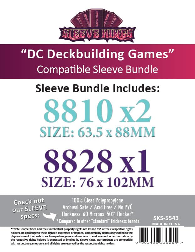 Amazon.com: DC Deckbuilding Games Compatible Card Sleeve Bundle (8810 X 2 +  8828 X 1) -Each 200 Card Set : Toys & Games