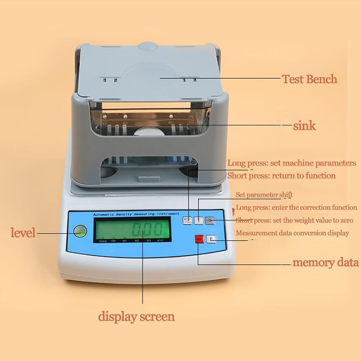 Festes Densimeter und Messdichtemesser, Dichteauflösung 0,001 g/cm³, industrielle Laborausrüstung für genaue Dichtemessung