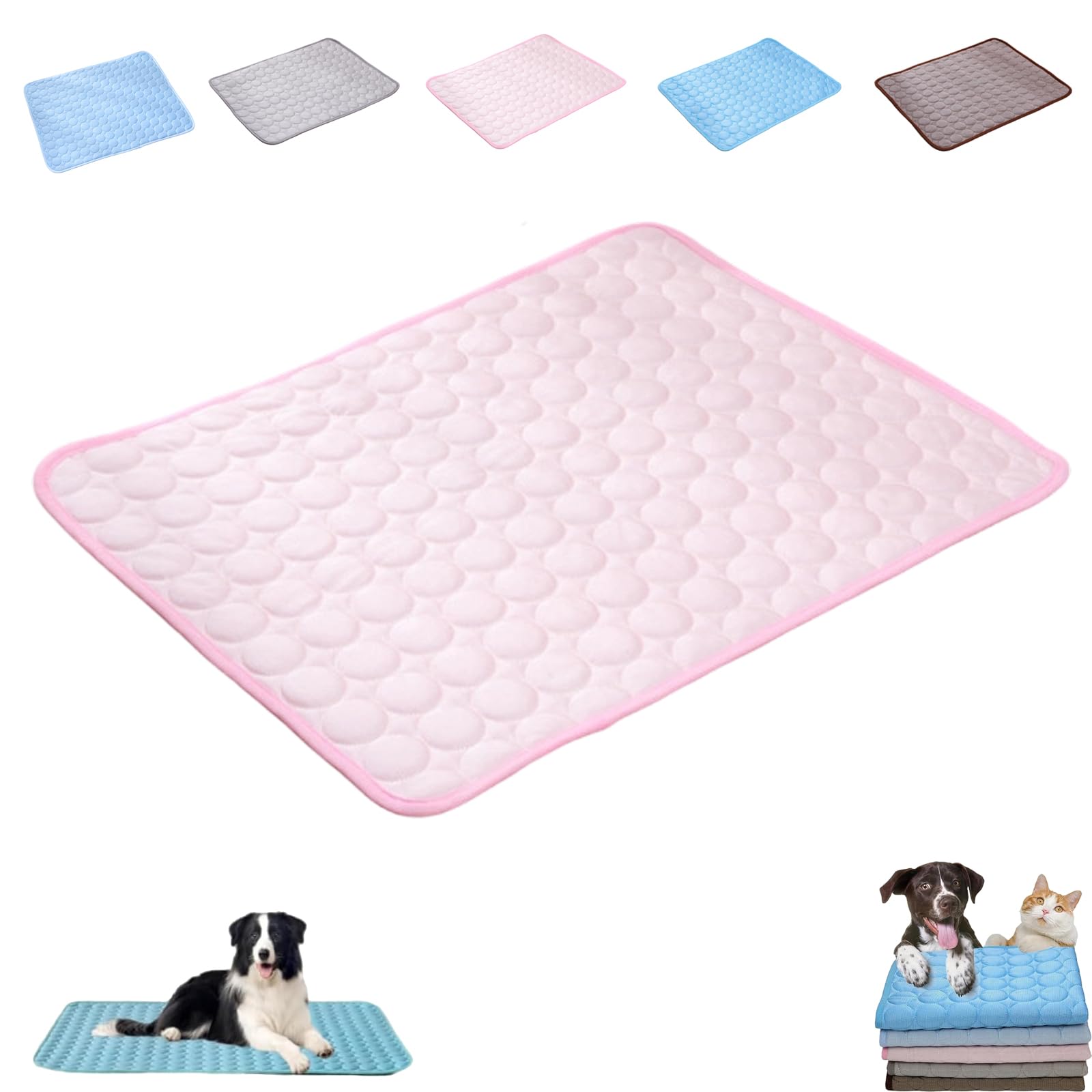 Chillpaws Cooling Mat, Reusable Dog Cooling Mat, Pet Coolings Mats for Dogs, Washable Ice Silk Breathable Pet Blanket, with Chemical-Free Ice Silk Fabric, for Dogs Cats in Hot Summer (C,100 * 70cm)