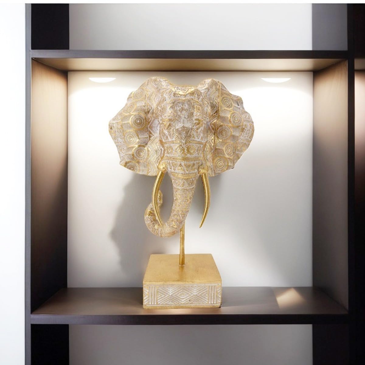 Statuetta in resina a forma di testa di elefante portafortuna in stile nordico, decorazione creativa per la casa, per soggiorno, ingresso e Feng Shui