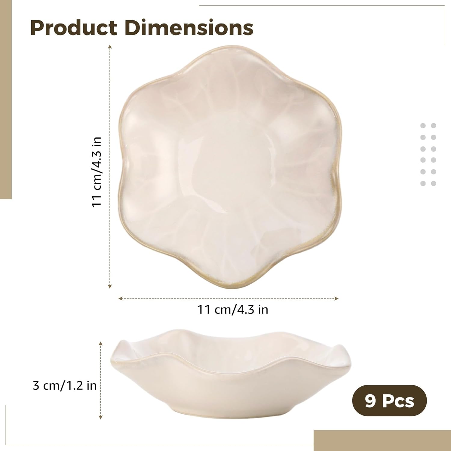 9 Pcs Ceramic Jewelry Dishes, Lotus Leaf Ring Dishes, Small Trinket Trays, White Pottery Plates, Gold-Trimmed Jewelry Holders, Cute Key Bowls for Nightstand Decor