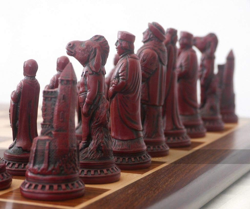 Berkeley Shakespeare Ornamental Chess Set (Cream and red, Board not Included)