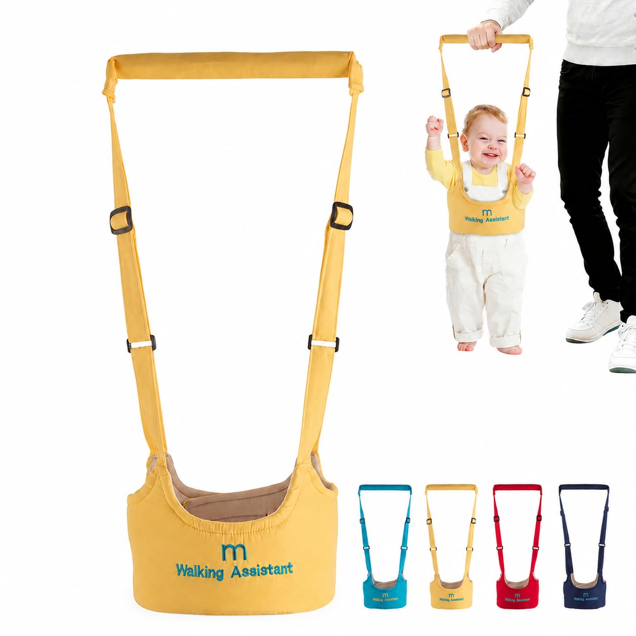 Baby Walking Harness for Toddler, Adjustable Toddlers Assistance Learn to Walk, Babies Walking Helper Prevent Getting Lost, Handheld Belt Support Assist (Yellow)