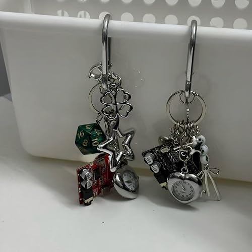 Miniatura 3 de Vintage Keychain Retro Pocket Watch Bag Charms for Handbag Y2k Emo Accessories Backpack Charms 2000s Grunge Aesthetic