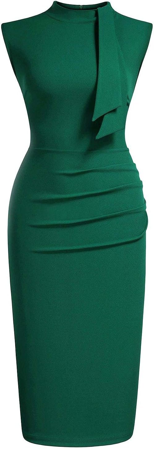 Miusol Women's Retro 1950s Style Half Collar Ruffle Cocktail Pencil Dress - Image 3