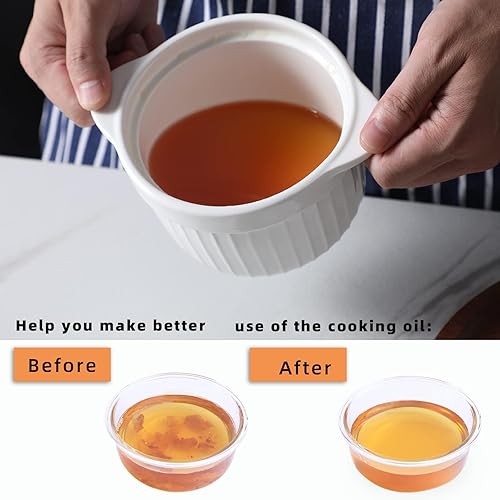 Miniatura 4 de Contenedor de grasa de tocino con tapa de cristal y colador, contenedor de cerámica de 17 onzas para almacenamiento de aceite para freír para