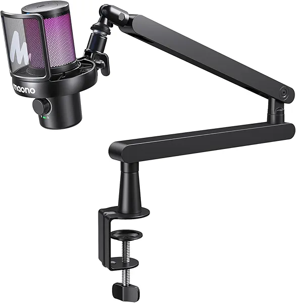 MAONO DM40 AI Wireless Gaming Mic + BA92 Boom Arm Stand