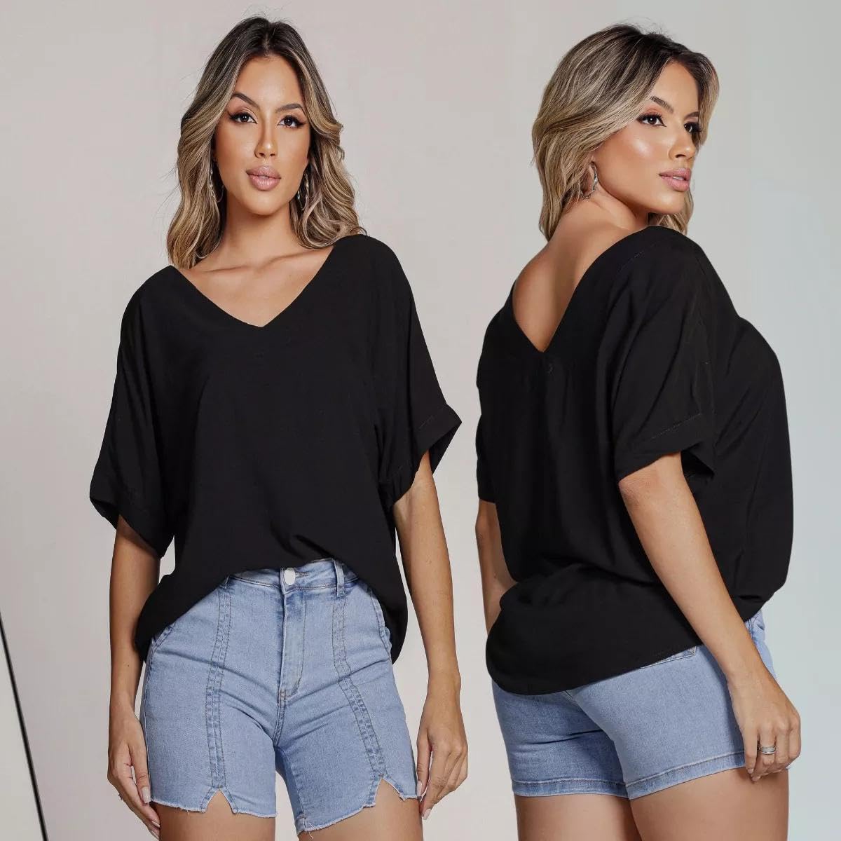 Blusa Feminina Gola V Lisa em promoção! Veja a oferta e mais achadinhos de Blusas 5 Hoje é o melhor dia para comprar Blusa Feminina Gola V Lisa com aquele preço maroto! Promoção! Aproveite a oferta! 5