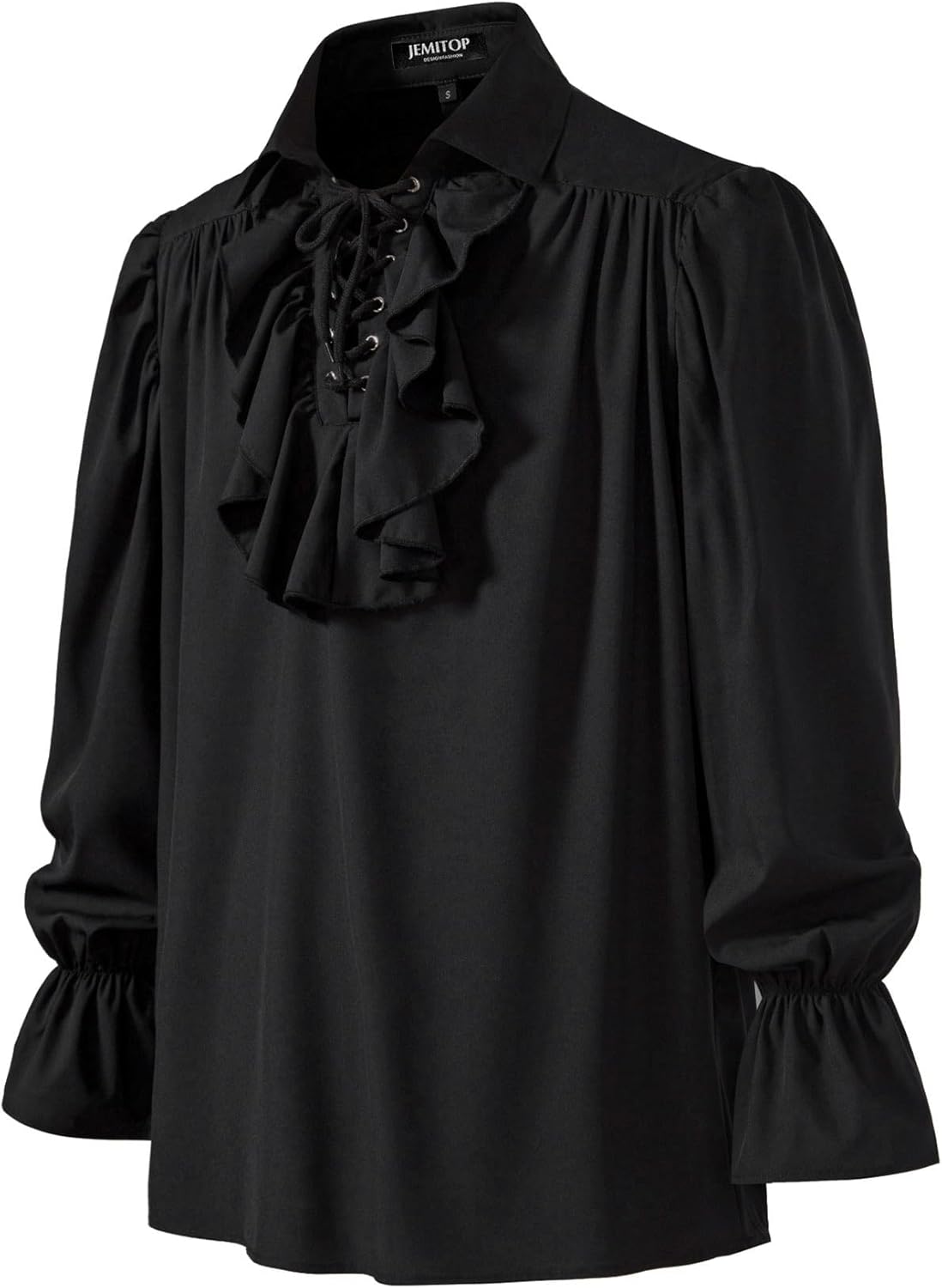 JEMITOP Mens Pirate Vampire Ruffle Shirt Elastic Cuff Poet Victorian Steampunk Renaissance Medieval Cosplay Costume - Image 4