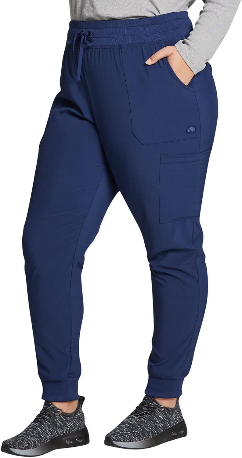Dickies Women's Scrub Sets V-Neck Top DK615 Mid Rise Jogger DK065 with Moisture Wicking, Durable, and 360° Stretch Fabric