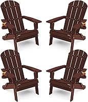 Vista 27 de YEFU Silla Adirondack, silla Adirondack de plástico de gran tamaño, sillas plegables para exteriores con soporte para tazas, silla de césped