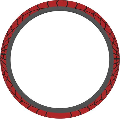 Miniatura 2 de Funda para volante de tela de araña roja, antideslizante, transpirable y absorbe el sudor, accesorios universales para automóvil de 15 pulgadas,