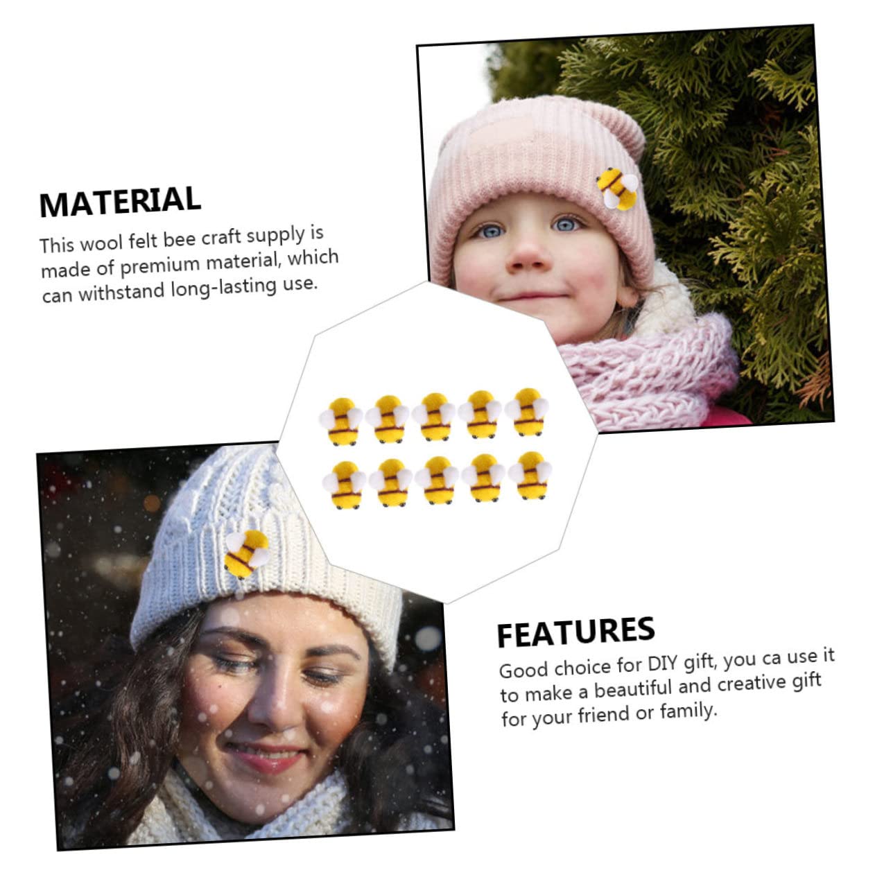 Uonlytech 8 Sätze Wool Felt Bee Bastelset Teiliges Für DIY Partydekoration Umweltfreundliche Filz Bienen Für Kreative Bastelprojekte Für Geschenkideen 20 Stück * 8
