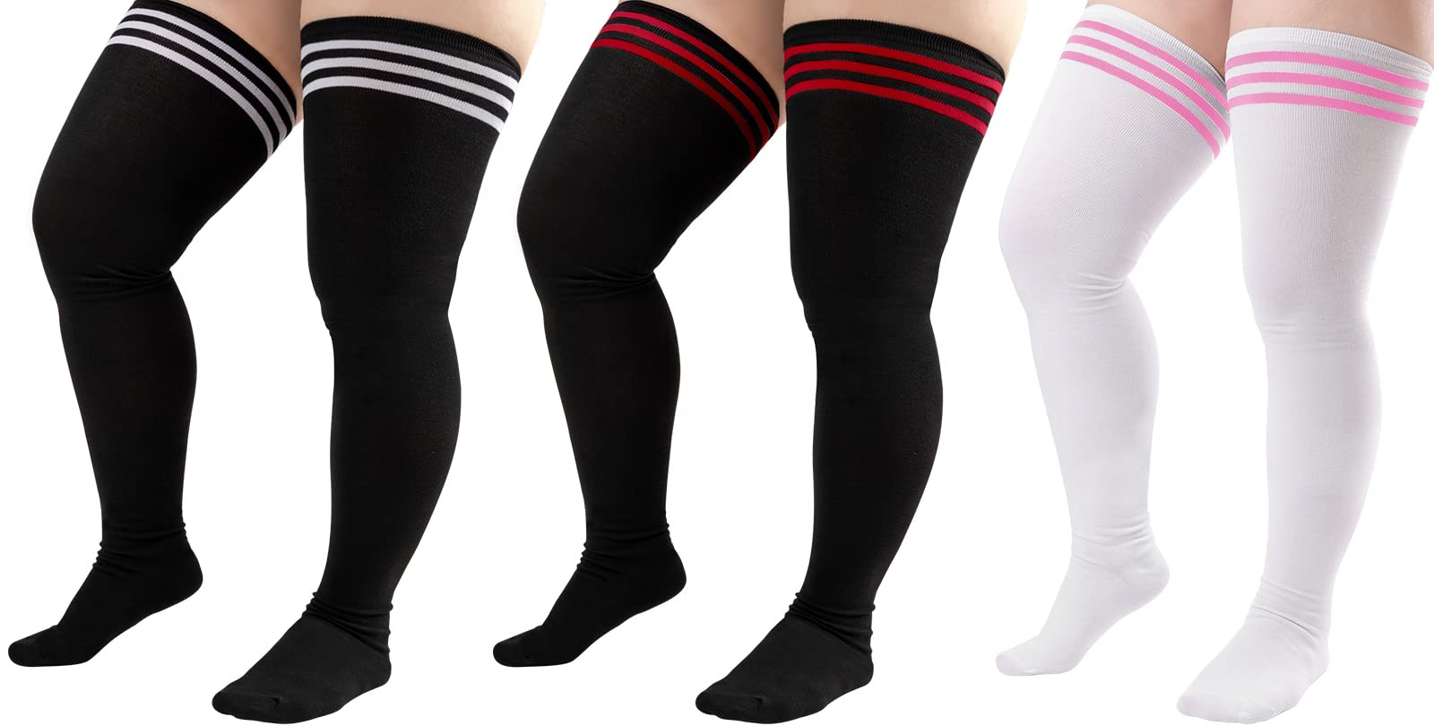 DRESHOW Plus Size Women Thigh High Socks Extra Long Thick Over the Knee High Stockings Leg Warmer Boot Socks