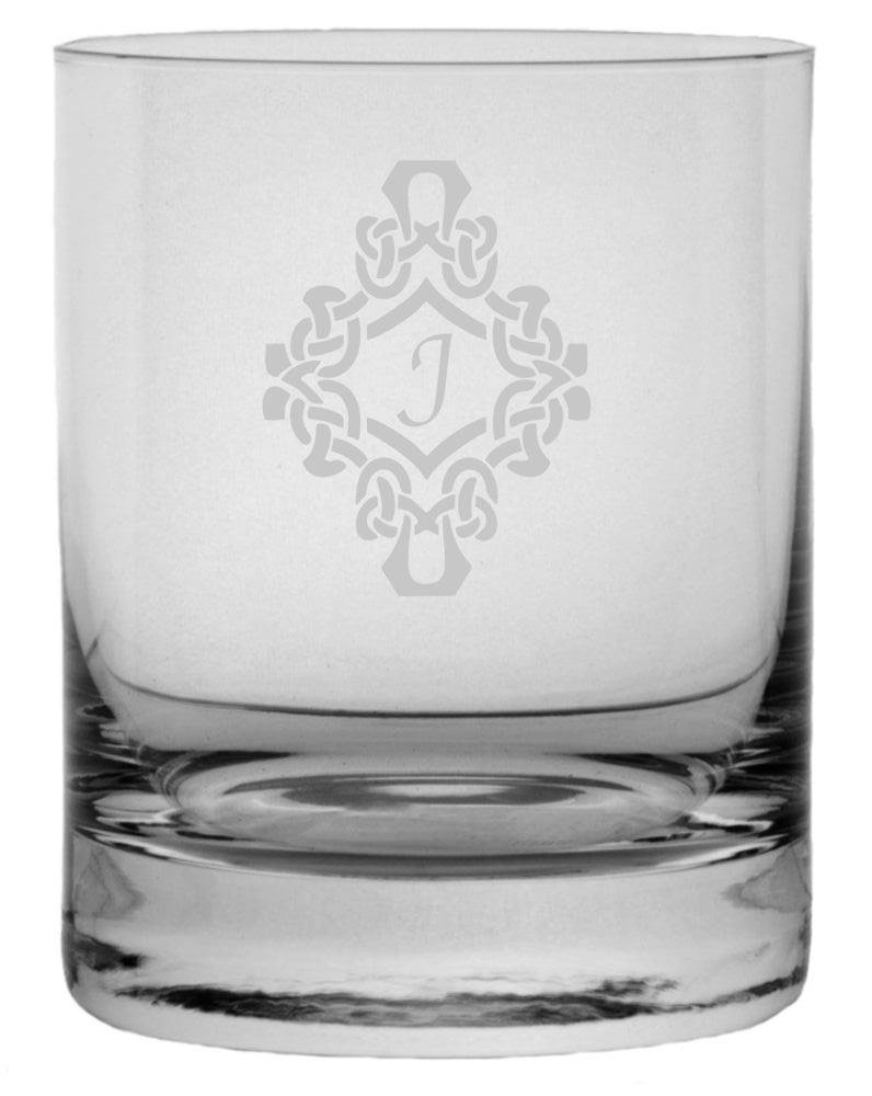 Decorated Etched Monogram 11oz Stolzle New York Crystal Rocks Glass (Letter J)