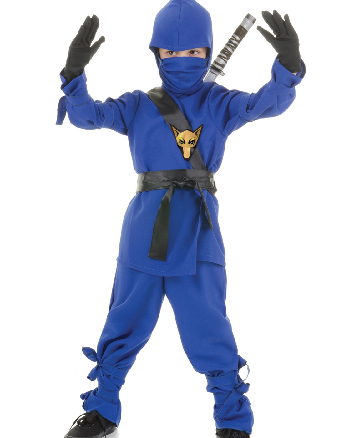 UNDERWRAPS boys Ninja Blue Costume Inspired for the Speically Trained Little Warrior Features Long Sleeve Shirt, Pants, Satin Sash and Belt With Mask and Hood