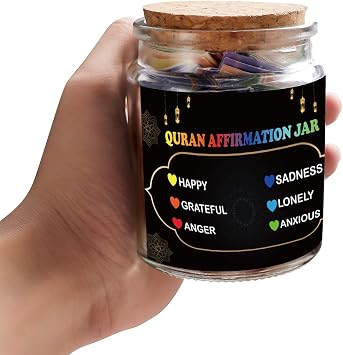 Quran Verses Jar,Islamic Gifts for Women Men Quran In English Translation,Islamic Decor,Muslim Gift,Ramadan Decorations for Home,Eid Gift,Quran Affirmation verses,Hope & Prayer Jar