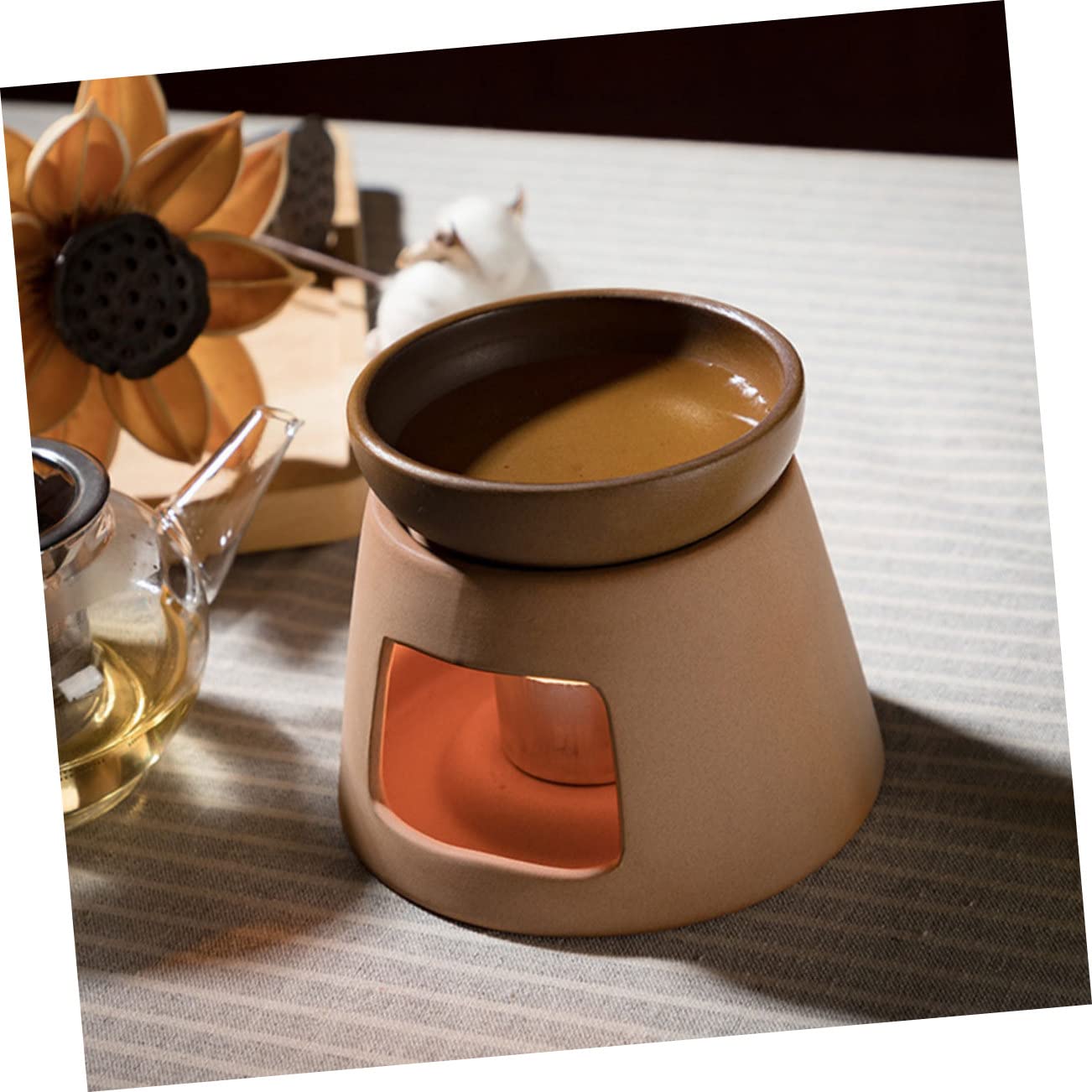 PRETYZOOM Ceramic Teapot Heater Tea Warmer Candle Light Vintage Style Tea Making Accessory