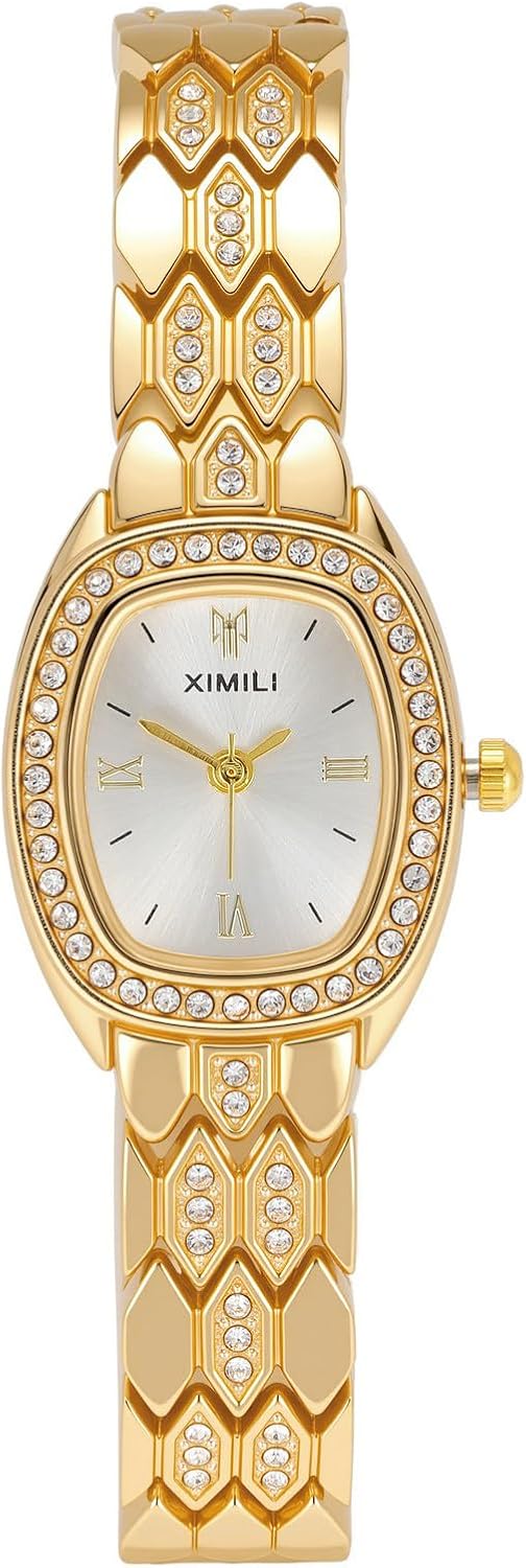 Top Plaza Luxury Gold Watches for Women Ladies Analog Quartz Watch Alloy Steel Roman Numeral Small Dial Bracelet Watch Gifts for Her