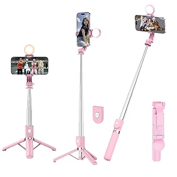 シャッターリモコン付き自撮り棒 スマートポール ピンク シャッターリモコン付き自撮り棒 スマートポール ピンク