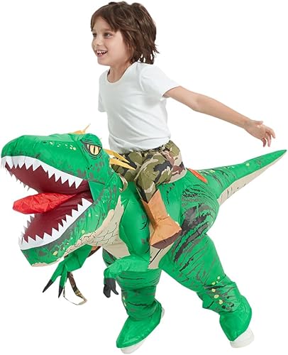 Miniatura 4 de Disfraz inflable de dinosaurio para niños, disfraz de Halloween, disfraz de T-rex divertido para fiesta