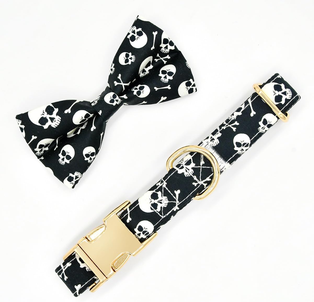Cat/Dog Bow Tie Collar, Funny Black Skull Dog Collar, Removable Bow Tie Accessory, Wedding/Birthday Gift for Dog, Small image 5