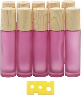 Kesell 10Pack 10ml Essential Oil Roller Bottles Refillable Clear Perfume Sample Bottles with Stainless Steel Roller Ball and Bamboo Lids