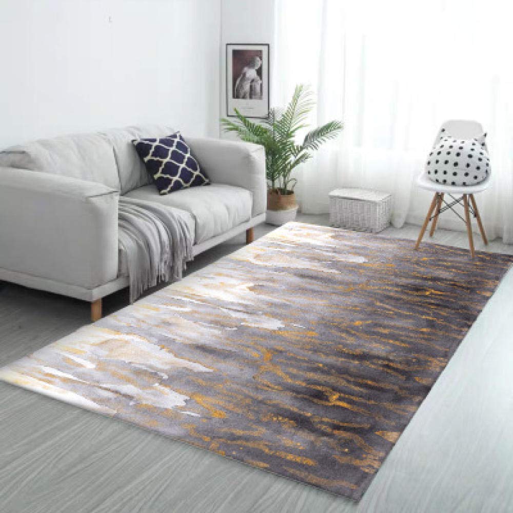 Tapis moquette Lava Ink jaune gris durable et facile à nettoyer 140x200