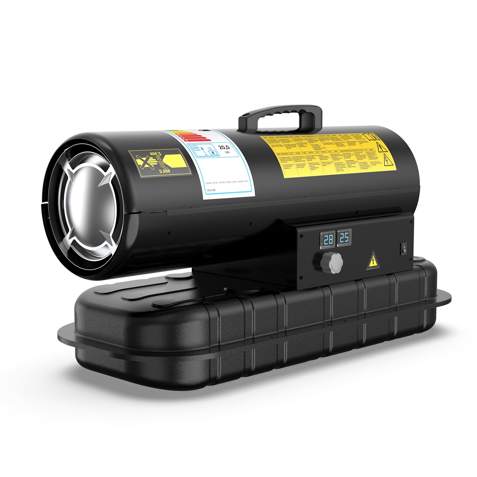 Riscaldatore Diesel 20 kW - Termoventilatore Industriale | Portata 550 m³/h - Termostato Regolabile & Indicatore Livello Gasolio - Per Officine, Cantieri, Uso Agricolo
