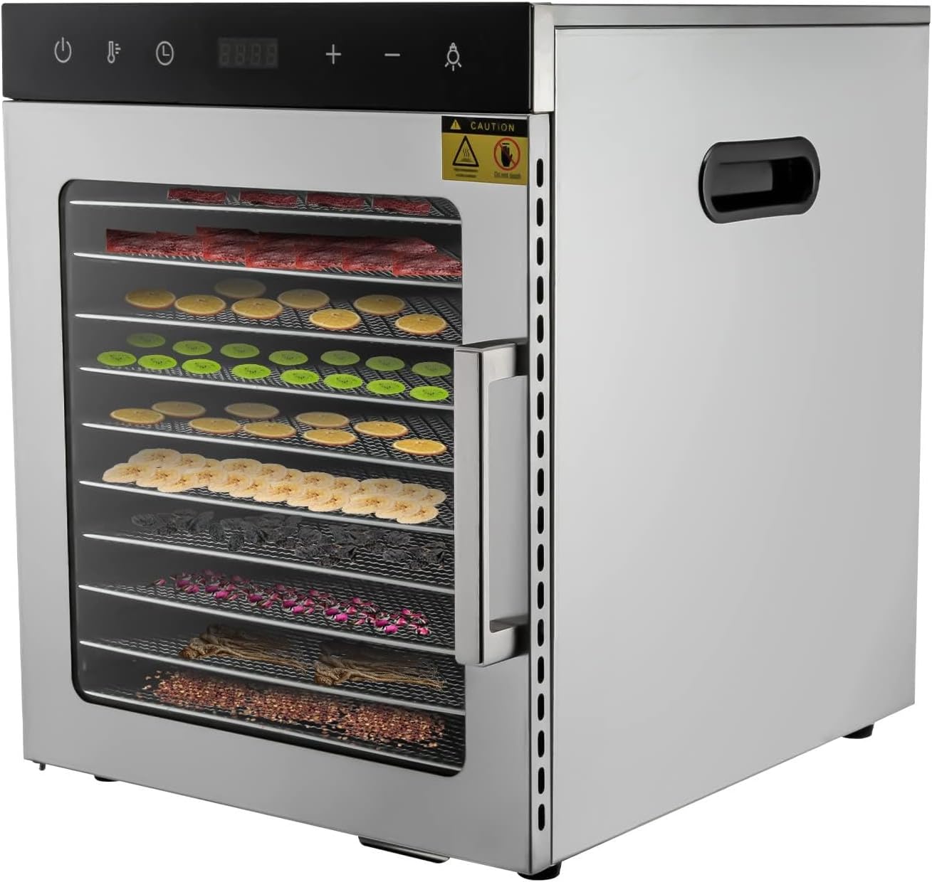 Food Dehydrator Machine with Digital Temperature and Timer, 6/10 Stainless Steel Trays, Large Capacity Fast Drying Food Dehydrator Machine,10Tray