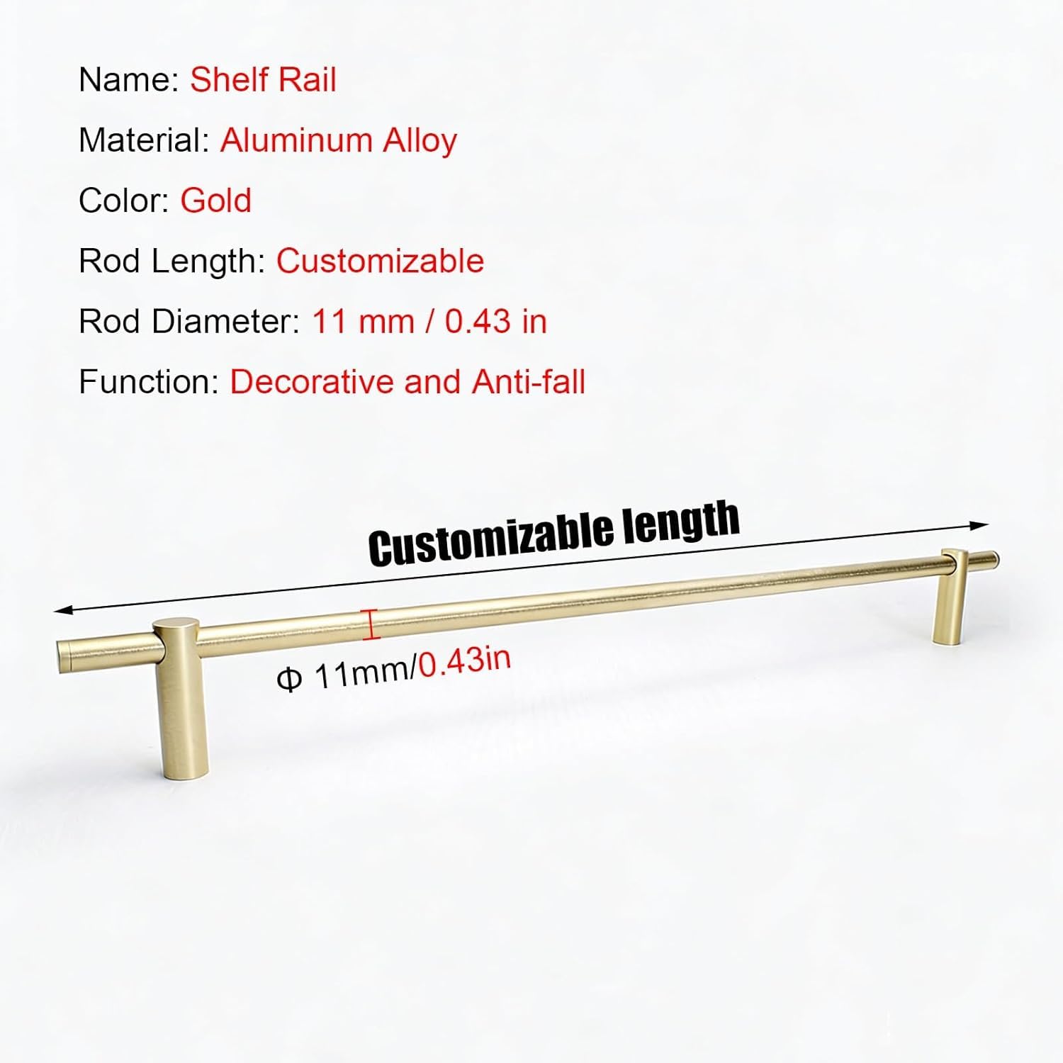 D Gallery Shelf Ra - Confezione da 6 protezioni anti-caduta per vetrine e librerie, aste per mensole sicure