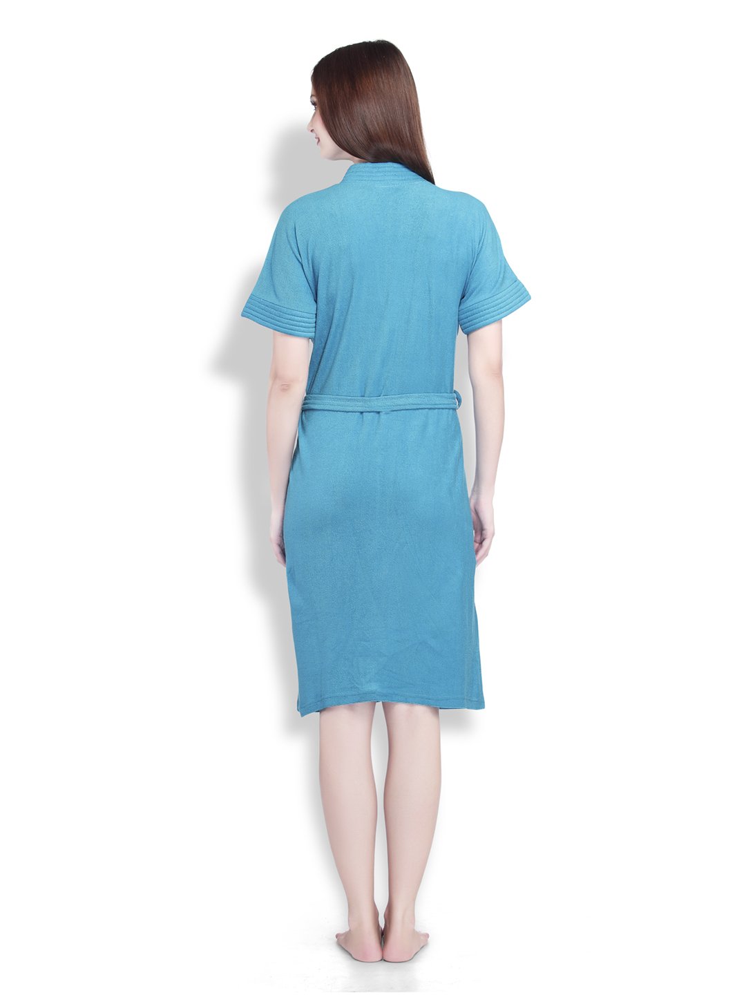 SAND DUNE Half Sleeve Soft Cotton Knee Length Bathrobe for Women & Girl (Turquoise) (XXXL) 2