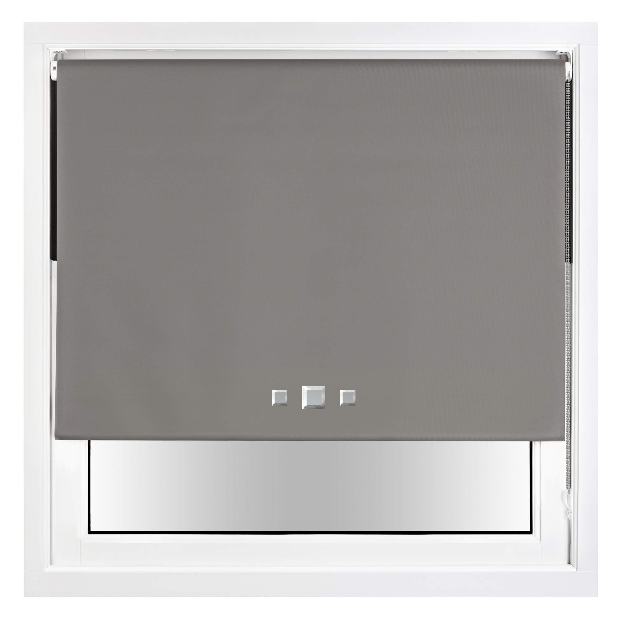 FURNISHED Blackout Roller Blind with Triple Square Eyelets & Metal Fittings Trimmable - Dark Grey, 125W x 165H cm