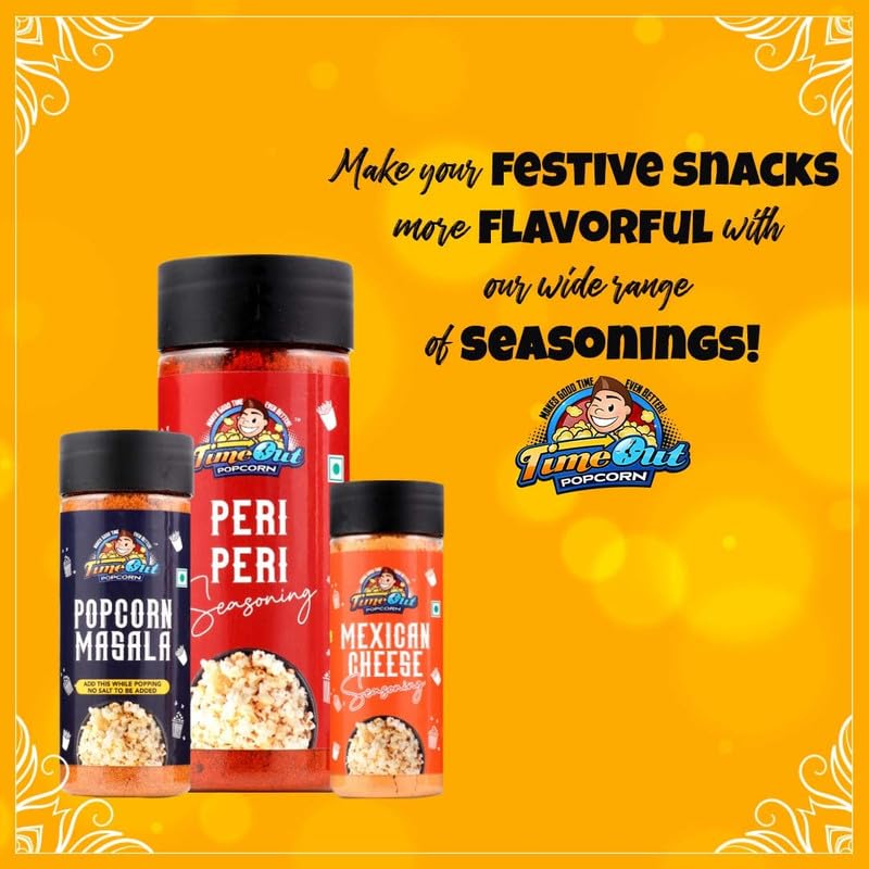 Image of Time Out Popcorn Peri Peri and Sour Cream n Onion Seasoning, Multi-Purpose Powder, Popcorn and Snacks Flavoring,Pack of 2, 100g Each