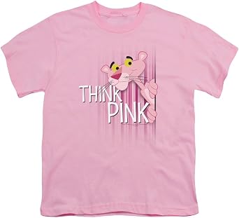 Trevco Pink Panther Think Pink Unisex Youth T Shirt for Boys and Girls